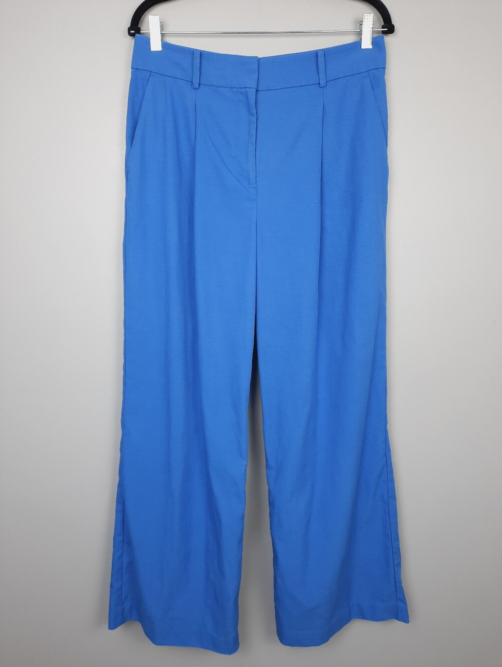 Loft The Peyton Trouser Blue Lyocell Linen High Rise Wide Leg Pants size 8